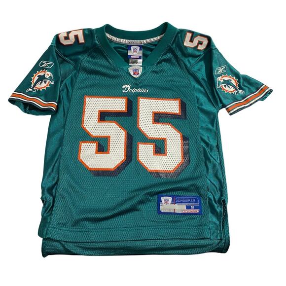 SEAU 55 Miami DOLPHINS NFL On Field Football REEBOK Jersey Youth Size S VINTAGE - Picture 1 of 9